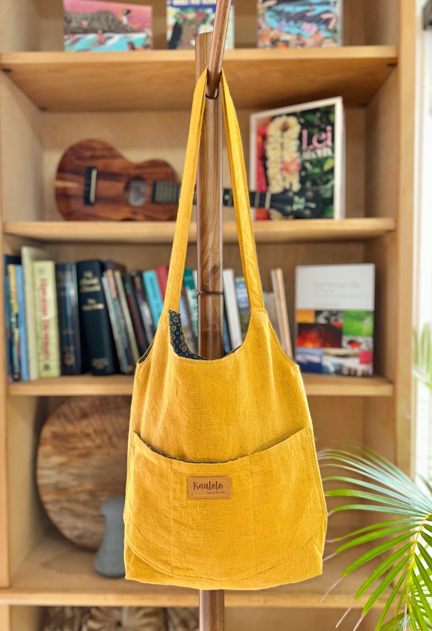 Up-Cycled Aloha Navy Gold Flower
