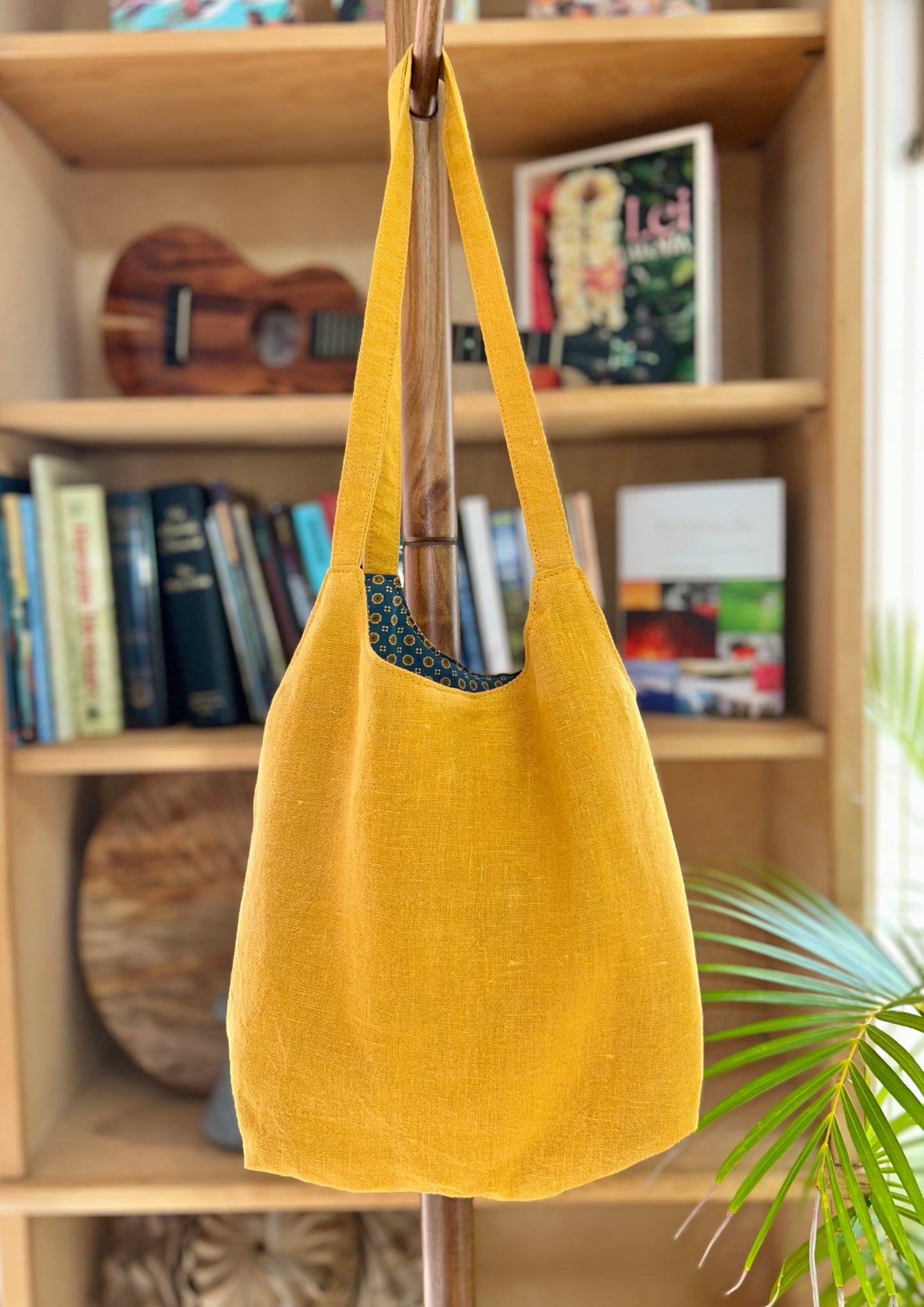 Up-Cycled Aloha Navy Gold Flower